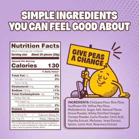 Sustainable chickpea and yellow-pea ingredients support simple snacking.