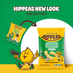 Desk scene with HIPPEAS Dill Pickle bag ready to snack