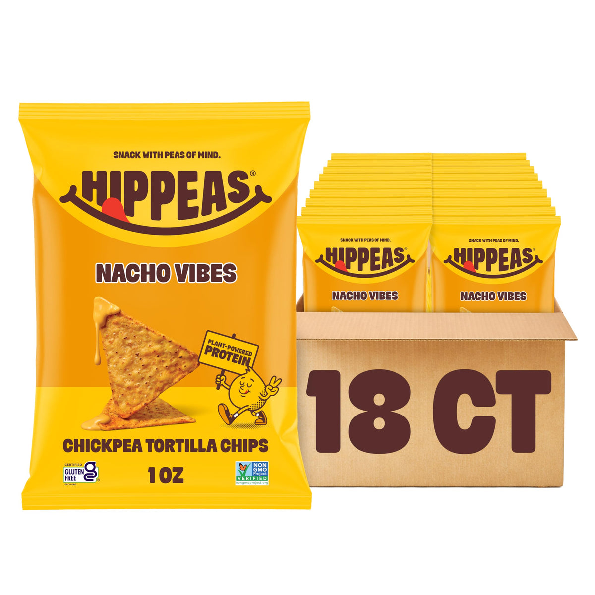 HIPPEAS Nacho Vibes packet shows bold plant-based flavor for on-the-go snacking