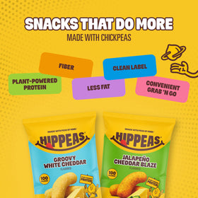 Hippeas On-the-Go Snack Bag emphasizes portable, protein-rich craving satisfaction.