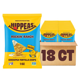 HIPPEAS Rockin’ Ranch chips in a bag front view, protein-packed snack for on-the-go energy.
