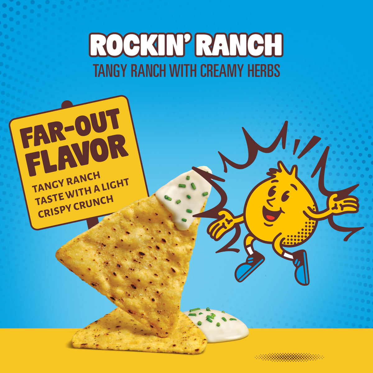 HIPPEAS Rockin’ Ranch chips served with salsa in a vibrant bowl for dipping.