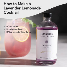 Close-up on lavender label shows clean, pronounceable ingredients for better tasting drinks.