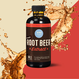 Pouring Hires Big H extract to craft fresh root beer at home