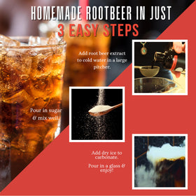 Snow cone syrup made with Hires Big H Root Beer Extract