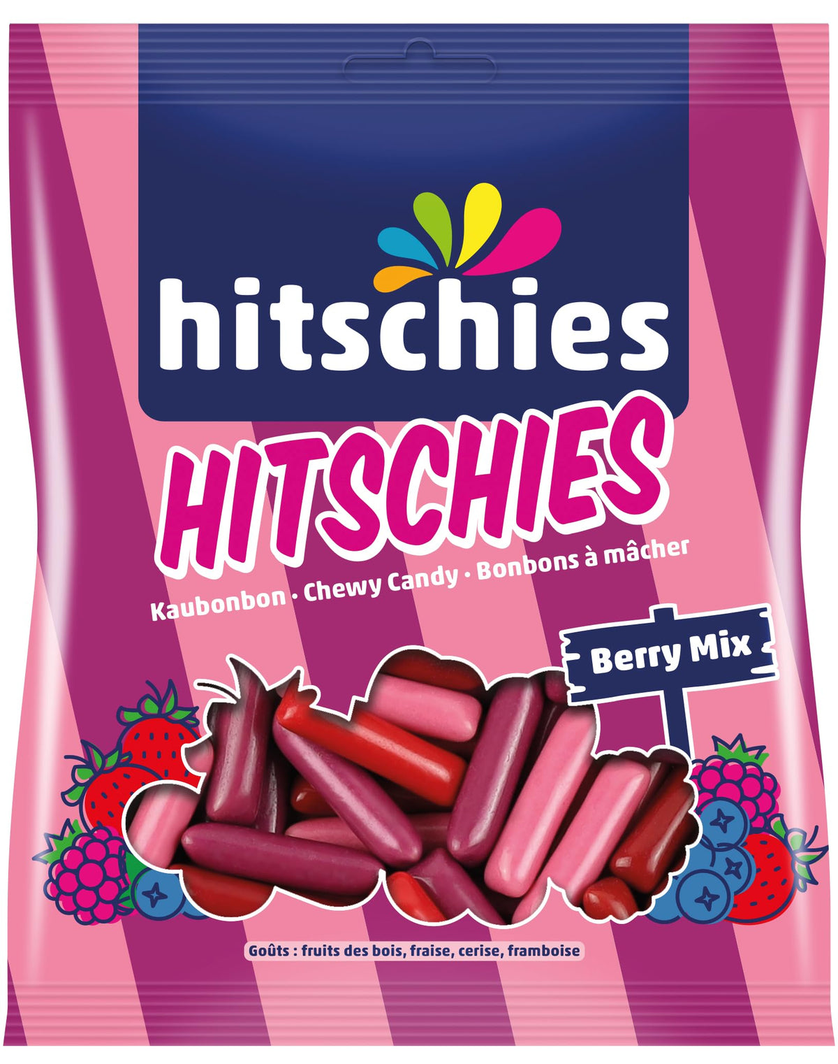 Hitschies Berry Mix chewy sticks for a fruity, berry-forward snack on the go