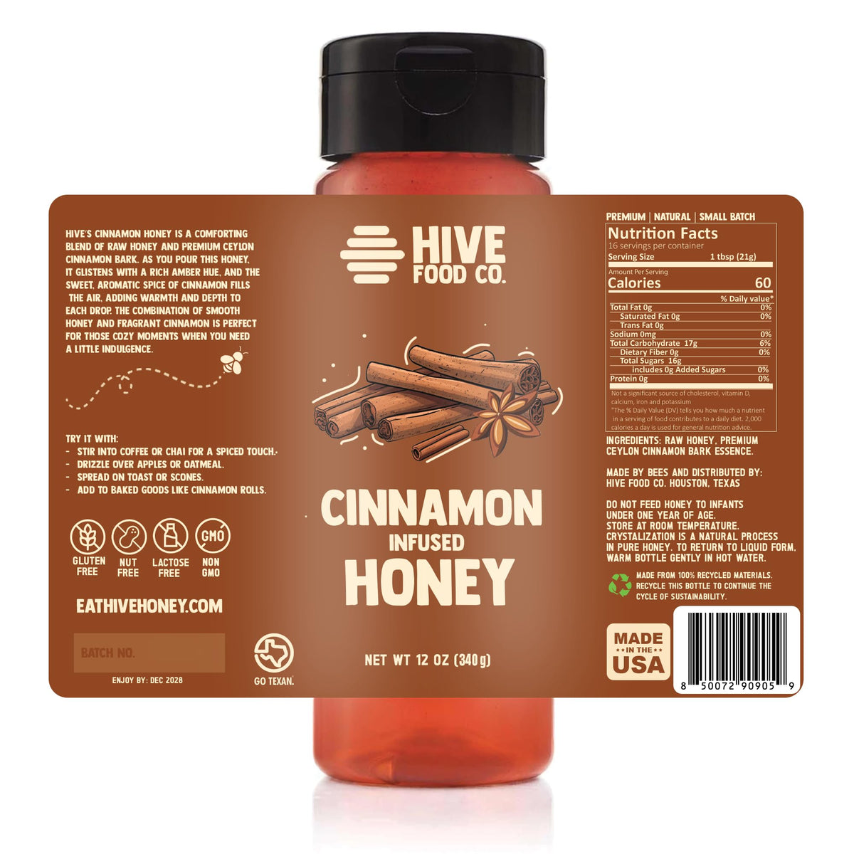 HIVE Food Co. infused honey cinnamon drizzle over cheese board.