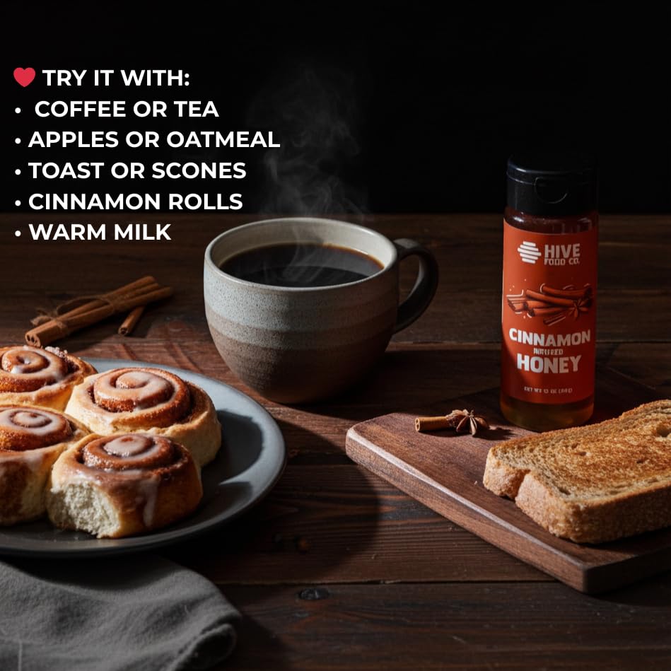 HIVE Food Co. infused honey cinnamon tea pairing suggestions for warm beverages.