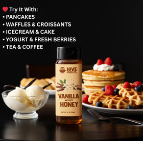 HIVE Food Co lemon infused honey bottle brightens desserts and beverages