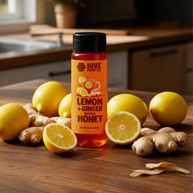 HIVE Infused Honey Lemon + Ginger pouring over toast for breakfast