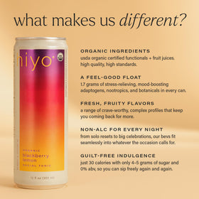 HIYO bottle on a social table inviting mindful, flavorful moments.