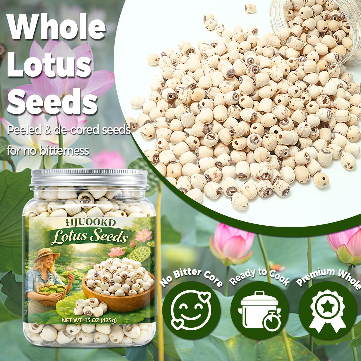 HJUOOKD lotus seeds airtight container storage for freshness.