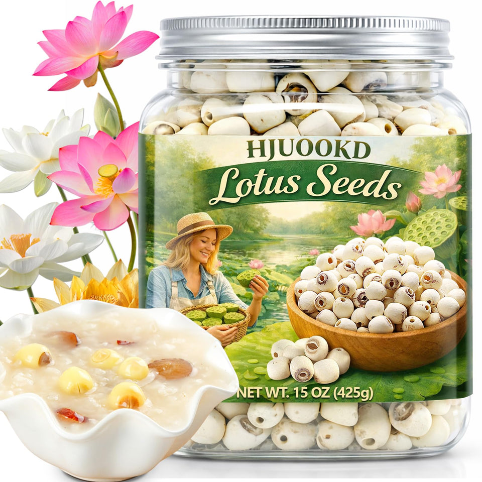 HJUOOKD lotus seeds packaging view for easy storage and multiple recipes.