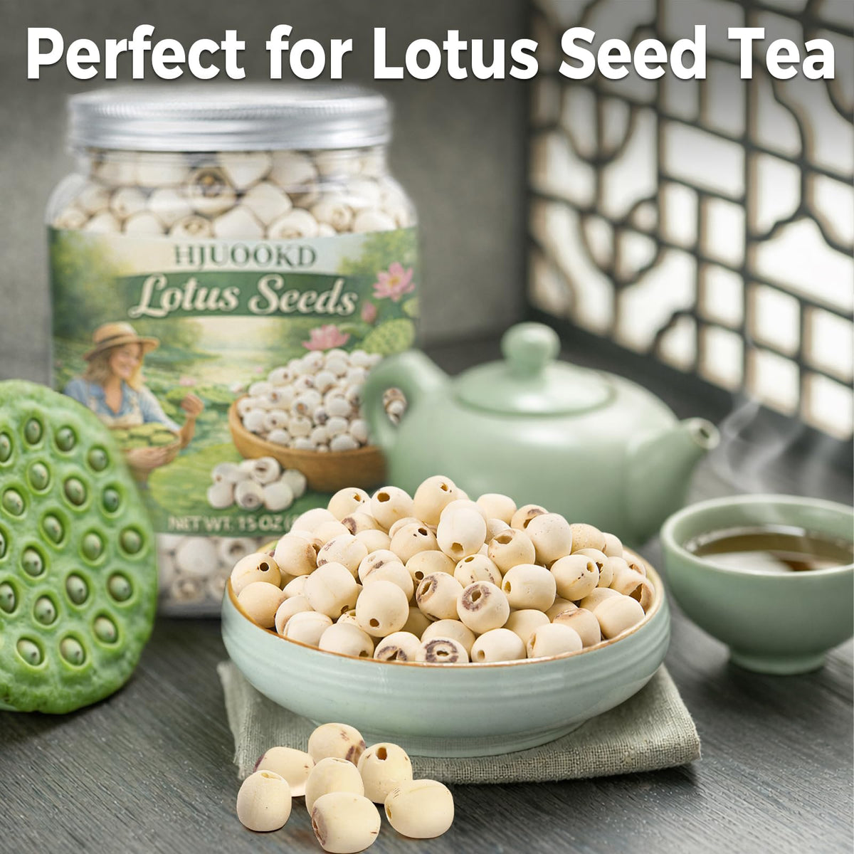 HJUOOKD soaked-ready lotus seeds image for quick porridge or soups.