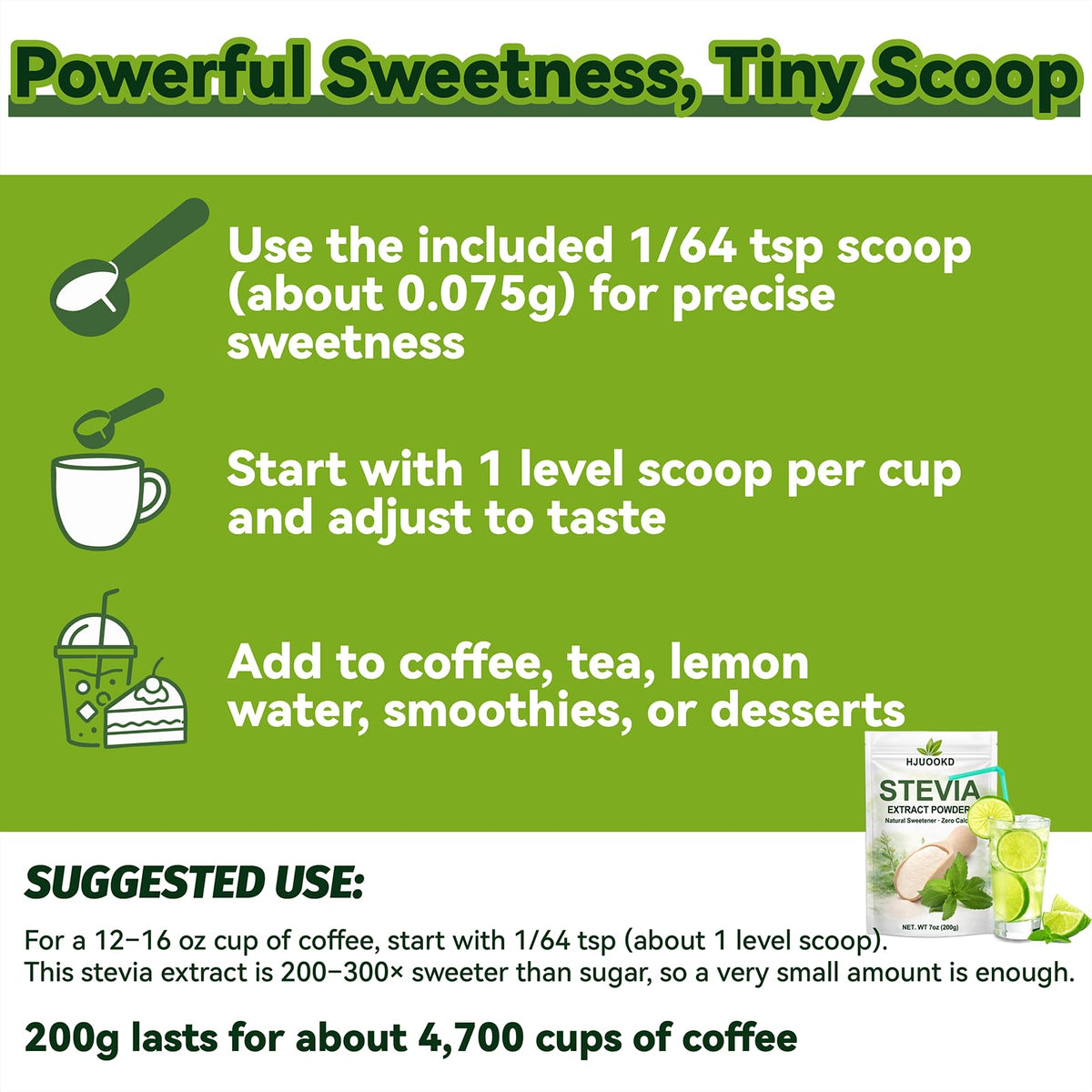 HJUOOKD stevia powder for baking and desserts without sugar.