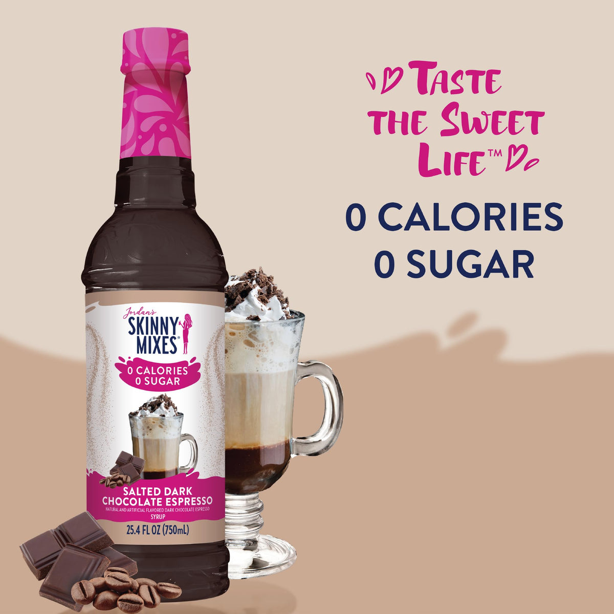 HJZWTS Jordans Skinny Syrups Chocolate Caramel Truffle bottle adds dessert-like sweetness