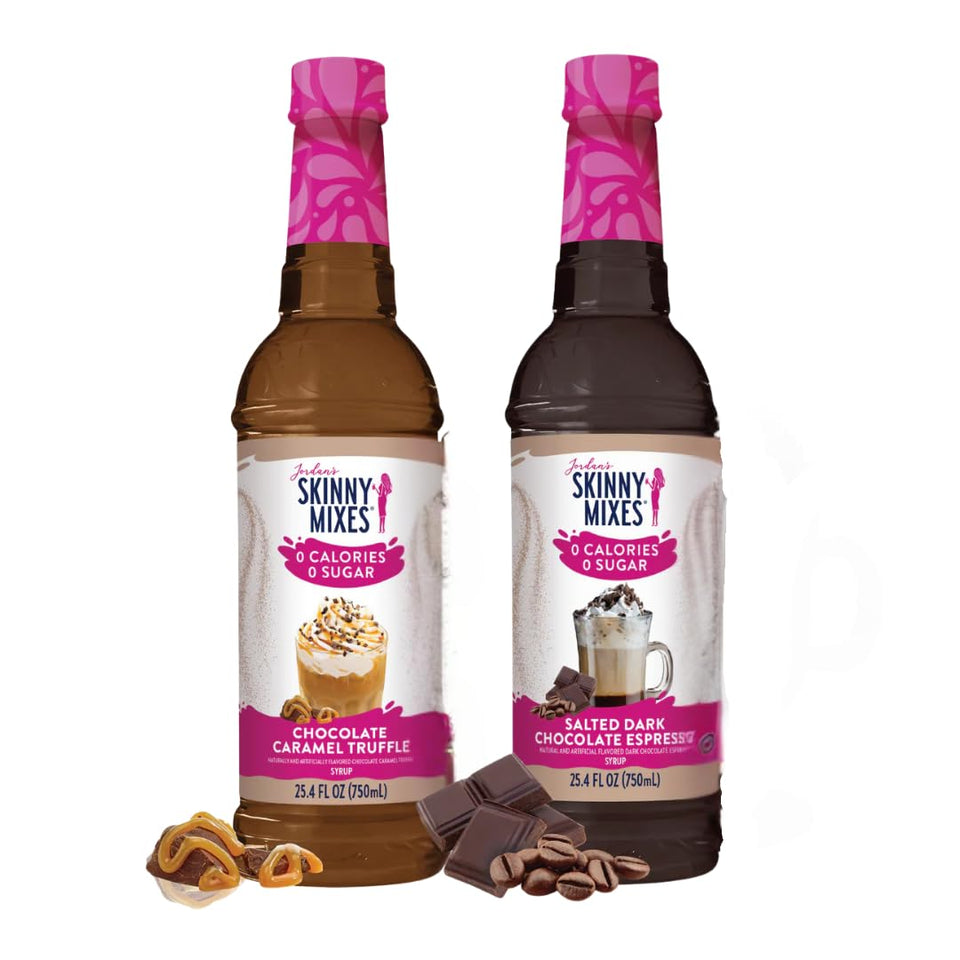HJZWTS Jordans Skinny Syrups Salted Dark Chocolate Espresso bottle enhances coffee