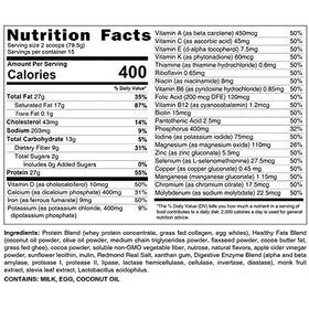 HLTH CODE Complete Meal Replacement Shake tub showing powder texture for high-protein, low-carb meals
