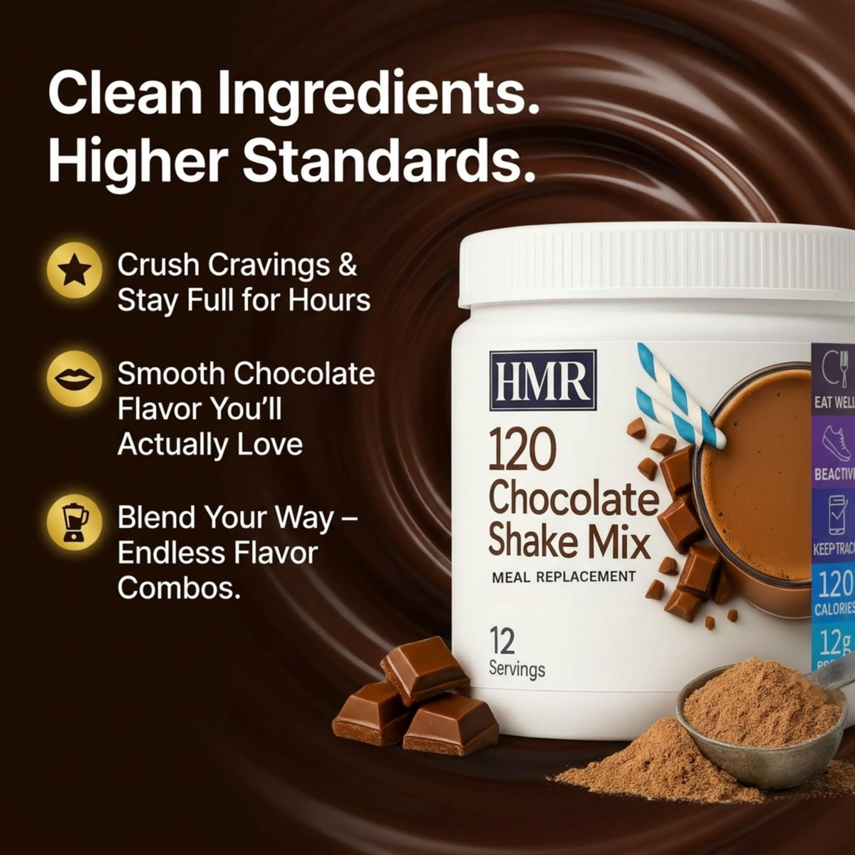 HMR 120 shake measuring spoon helps with portion-controlled nutrition.