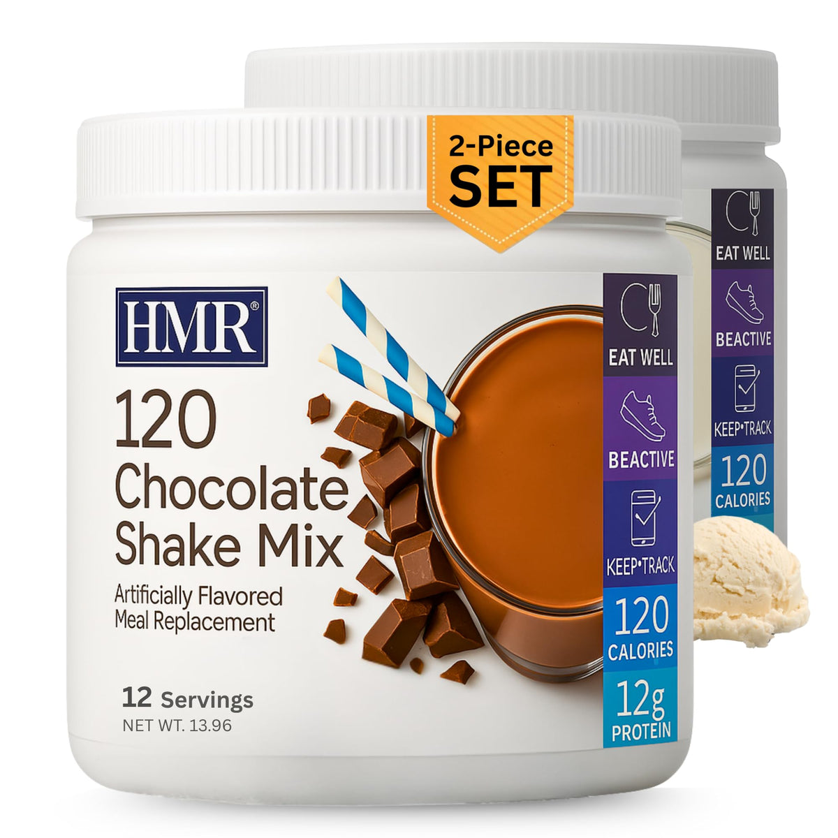 HMR 120 Chocolate Shake being poured, a low-calorie, satisfying meal replacement option.