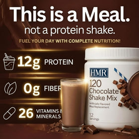 HMR 120 Shake chocolate with fruit toppings for flavor boost.