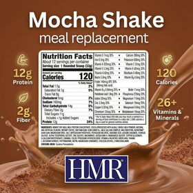 HMR 120 Mocha powder close-up, rich flavor for satisfying low-calorie meals.