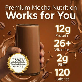 HMR 120 Mocha scoop measure showing easy portioning for quick shakes.