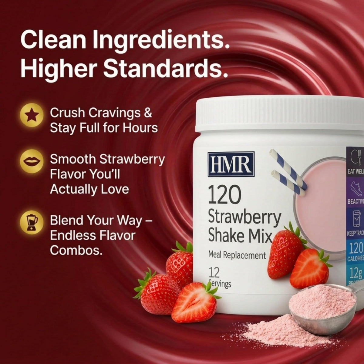 HMR 120 Shake nutrition label highlights vitamins and minerals