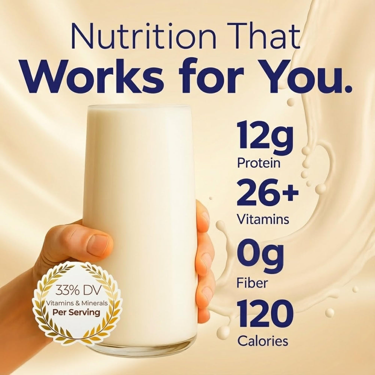HMR 120 Shake Vanilla glass with shake shows creamy vanilla texture.