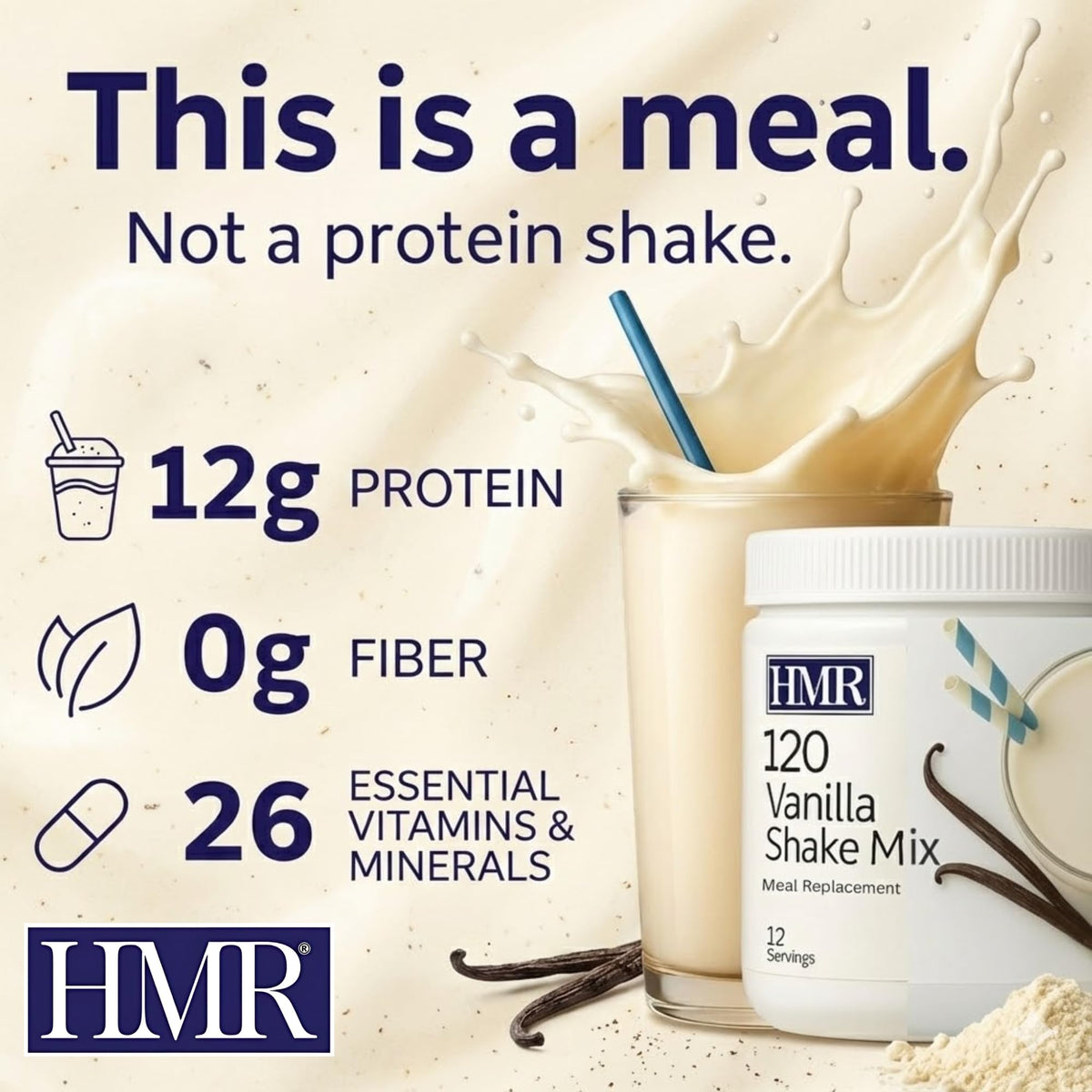 HMR 120 Shake Vanilla morning routine scene suggests quick breakfast.