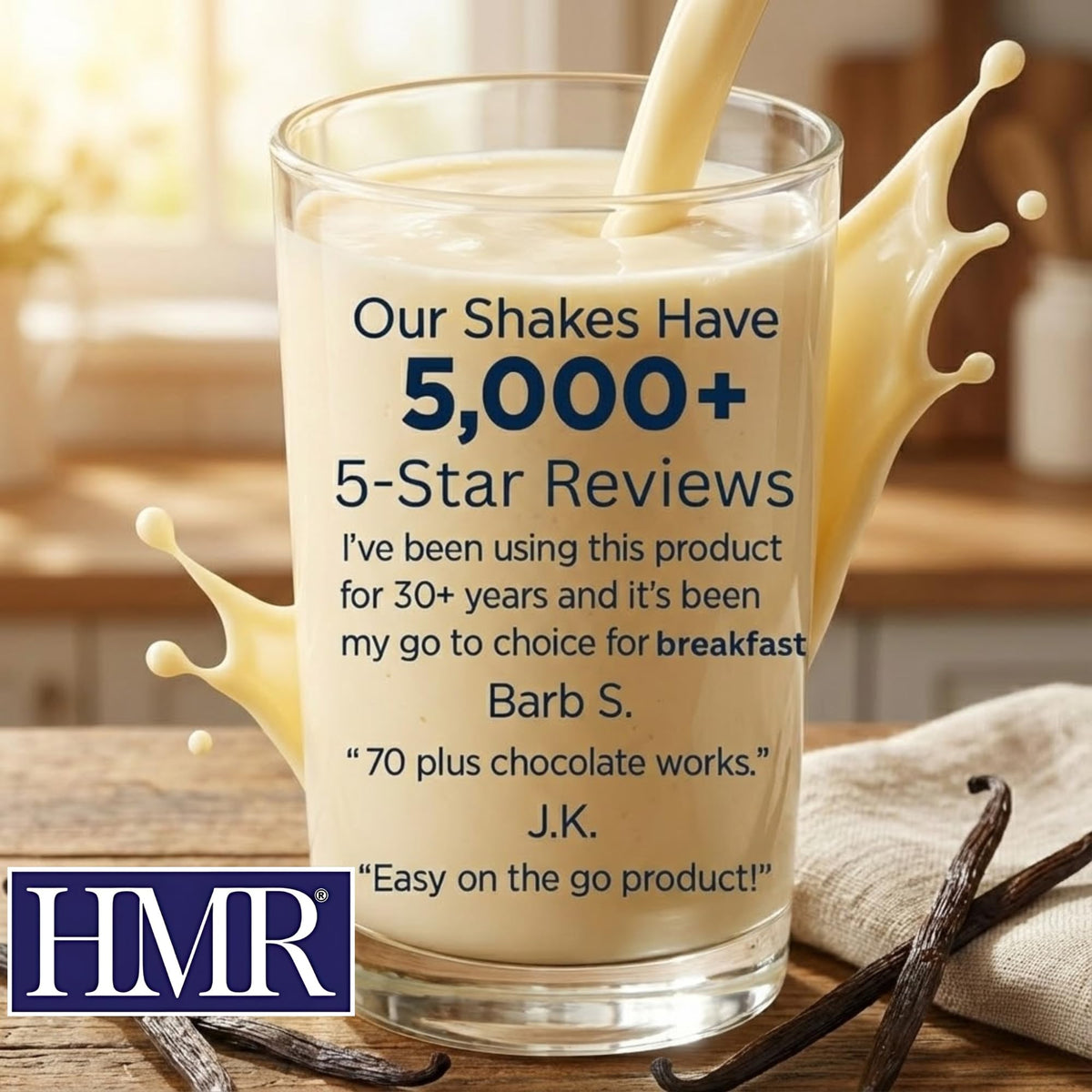 HMR 120 Shake Vanilla nutrition panel emphasizes vitamins and minerals.