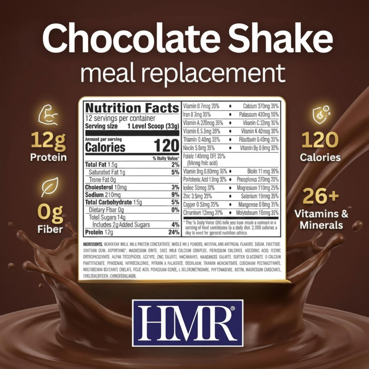 HMR 120 Vanilla Shake in a glass, ideal for a quick start to the day.
