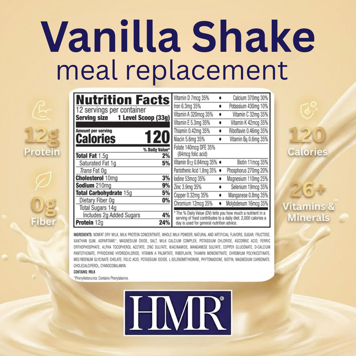HMR 120 Vanilla Shake on-the-go bottle for quick meals.
