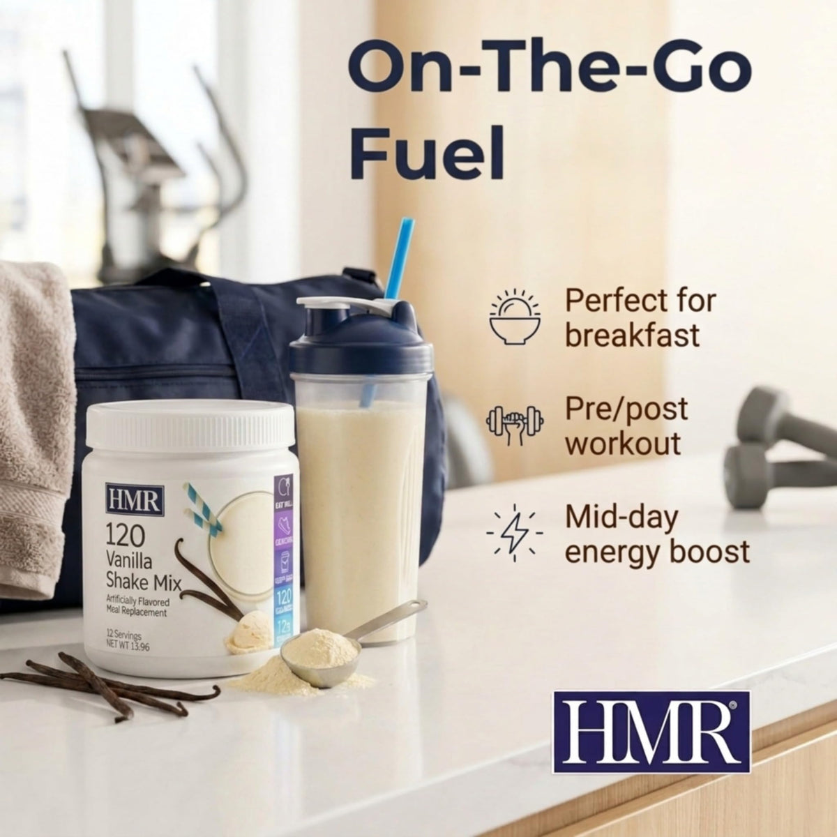 HMR 120 Vanilla Shake served in a glass with creamy texture.
