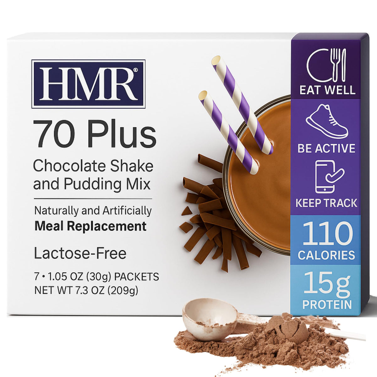 HMR 70 Plus Pack sachet on the desk for on-the-go.