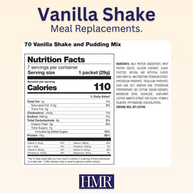 HMR 70 Plus vanilla ready-to-mix powder with scoop.