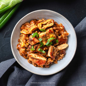 HMR barbecue chicken entrée showing rich smoky sauce and satisfying flavor.