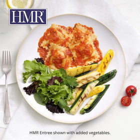 HMR Cheese and Basil Ravioli packaging showing shelf-stable convenience.