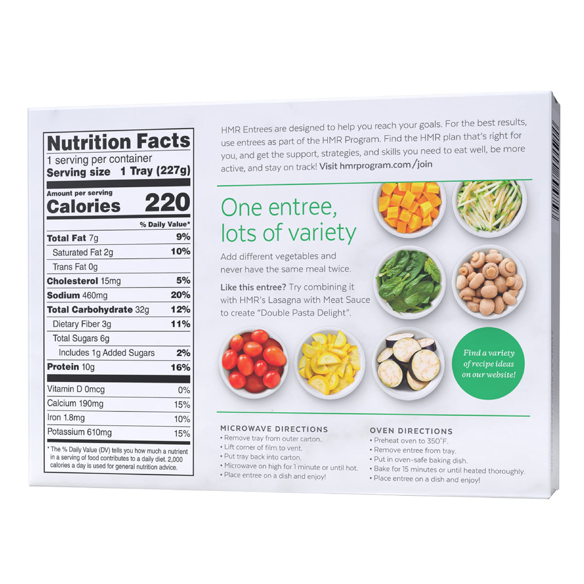 HMR Ravioli shelf stack emphasizes convenient ready-to-eat protein options.