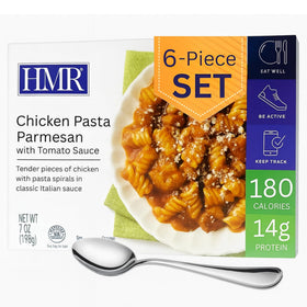 HMR Chicken Pasta Parmesan pack, convenient shelf-stable entrée for busy days