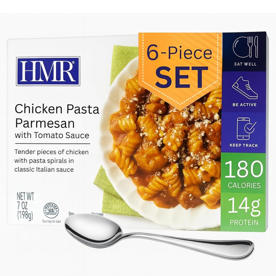 HMR Chicken Pasta Parmesan pack, convenient shelf-stable entrée for busy days
