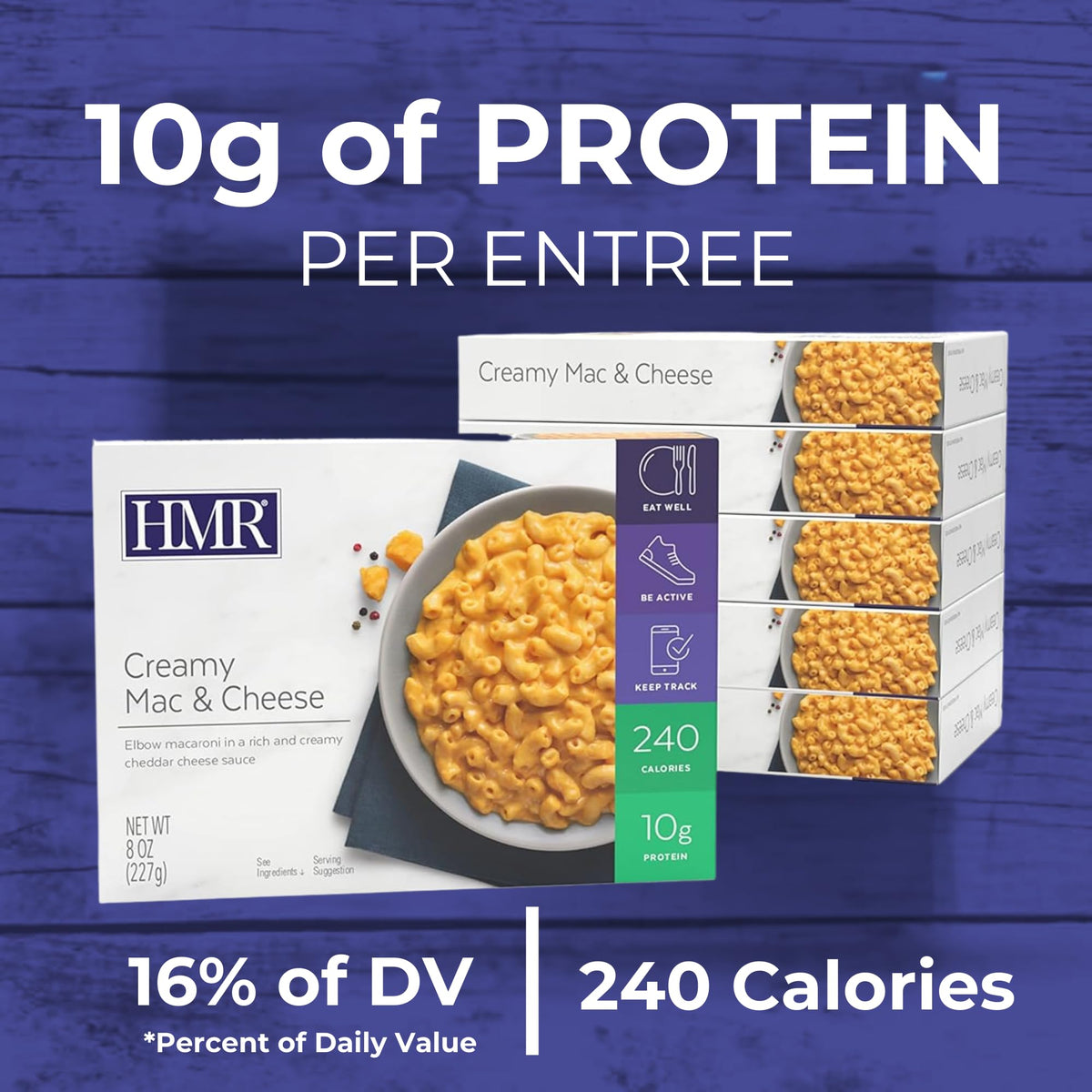 HMR creamy mac and cheese entrée microwave heat scene for quick weeknight dinner