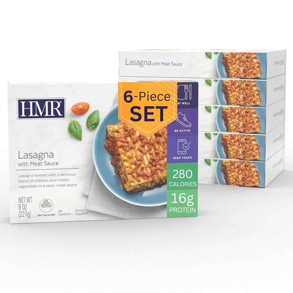 HMR Lasagna with Meat Sauce entree, ready to heat for a protein-packed lunch or dinner.