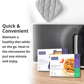 HMR Pasta Picks nutrition label close-up showing lower calories.