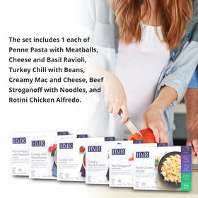 HMR Pasta Picks packaging emphasizes weight-conscious meal options.