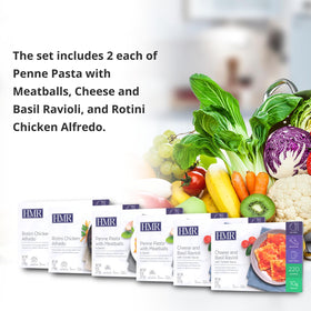 HMR Pasta Picks with vegetables suggestion—pair with greens for a colorful, balanced dinner.