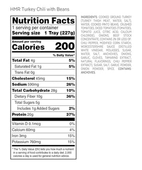 HMR turkey chili with beans entree, 8oz portion supports portion control.