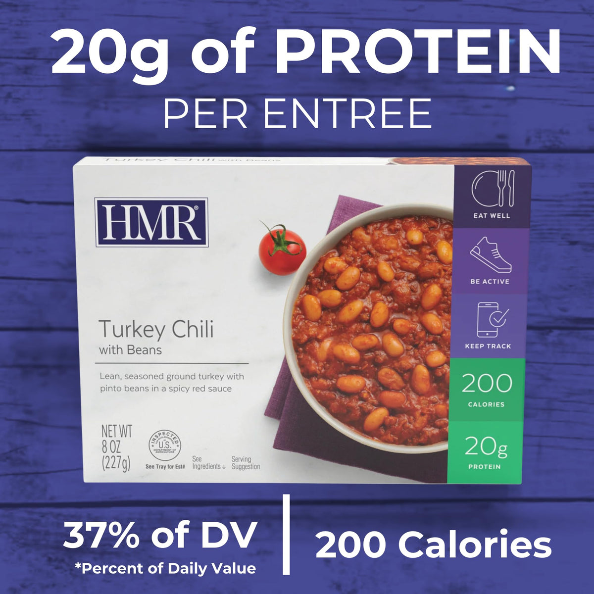 HMR Turkey Chili with Beans microwave-ready in 1 minute for fast heating