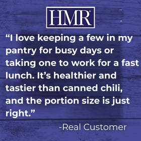 HMR Turkey Chili with Beans pairs with vegetables for a balanced plate