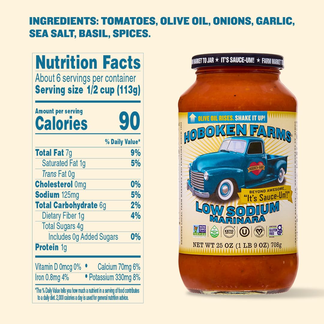Hoboken Farms Low Sodium Marinara paired with a pasta dish for versatile meals